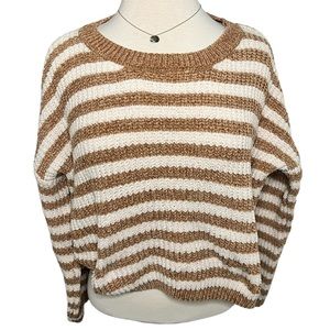 | sadie & sage | Carmel Stripe Chunky Crop Sweater Small